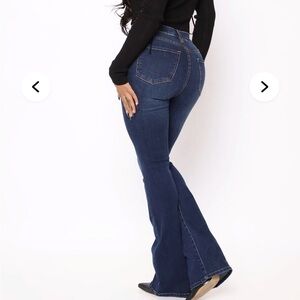 Fashion Nova Deep Blue Wide Leg Jeans